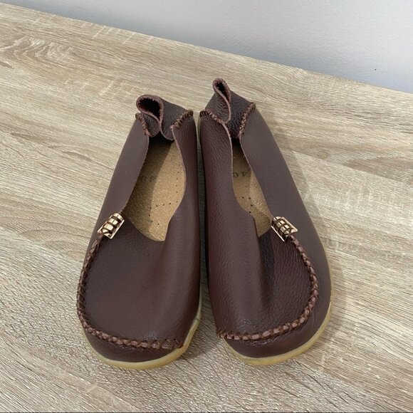Brown Leather slip on Shoes - Picture 1 of 5